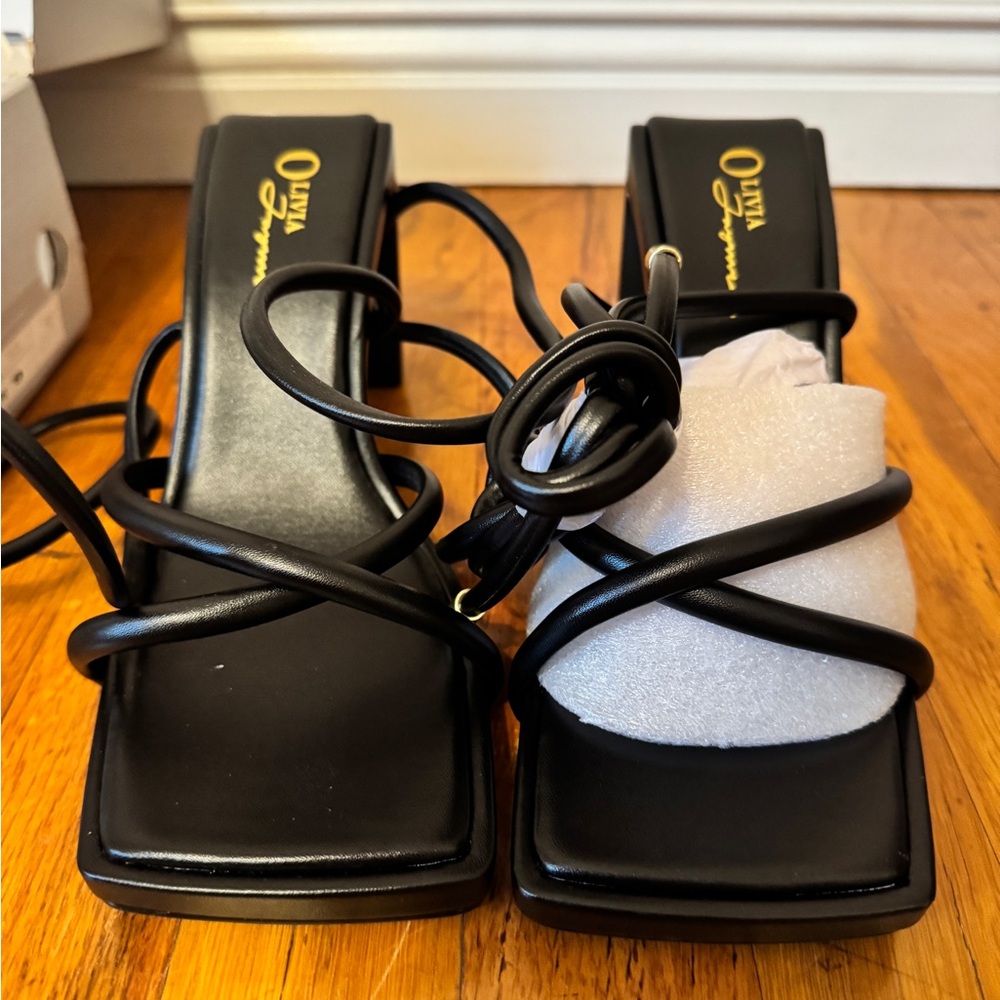Olivia Ferguson Soleil -Black Heeled Strappy Sandals